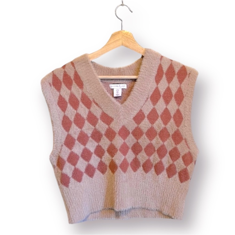 Sincerely Jules Soft Argyle Sweater Vest Size S